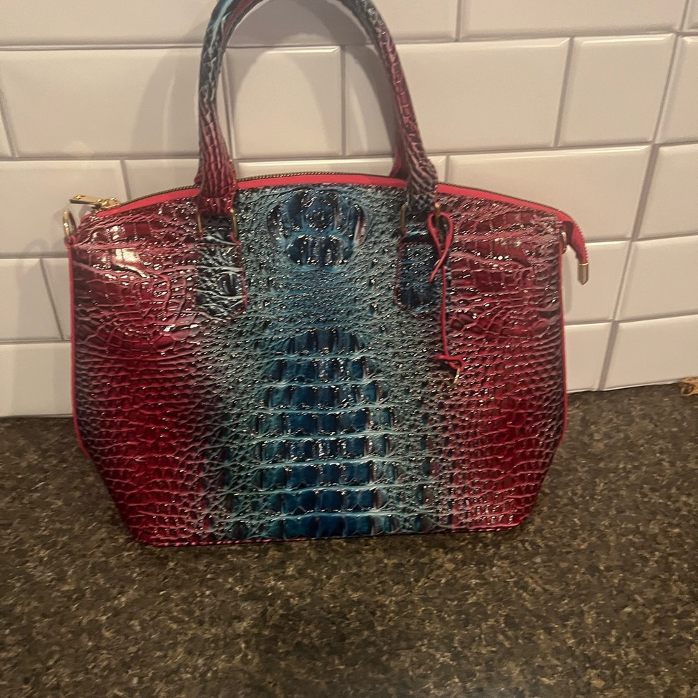 Ombre Croc Embossed Structured Satchel Bag